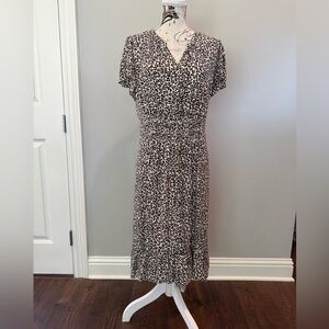 Talbots Black and White Animal Print Midi Dress